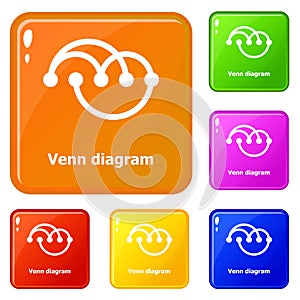 Venn diagramm icons set vector color