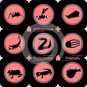 Venomous or poisonous animal icons