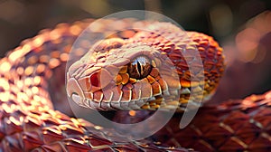 Venomous snake on a black background