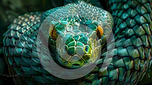 Venomous snake on a black background