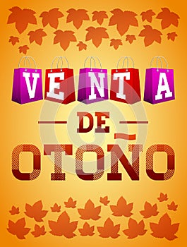 Venta de otono - Autumn sale spanish text vector typography poster photo