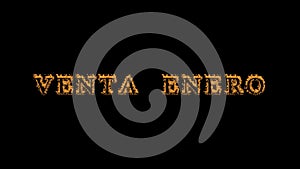 Venta enero fire text effect black background