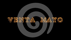 Venta mayo fire text effect black background