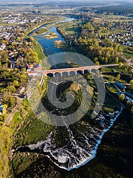 Venta Rapid waterfall, the widest waterfall in Europe and long brick bridge.