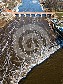 Venta Rapid waterfall, the widest waterfall in Europe and long brick bridge