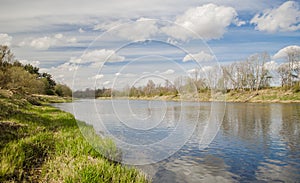 Venta river on a sunny spring day, Ranki, Latvia