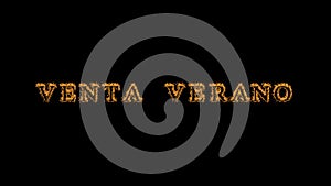 Venta verano fire text effect black background photo