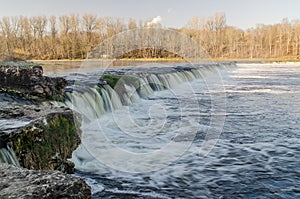 Venta waterfall, the widest waterfall in Europe, long exposure photo, Kuldiga, Latvia