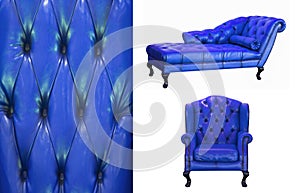 Ventage blue leather furniture