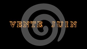 Vente juin fire text effect black background