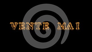 Vente mai fire text effect black background