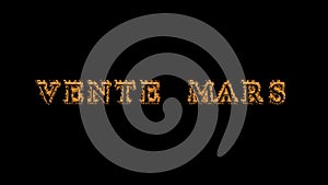 Vente mars fire text effect black background