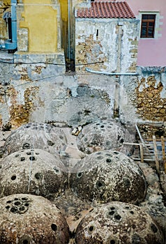 Ventilation domes on rooftops, Crete