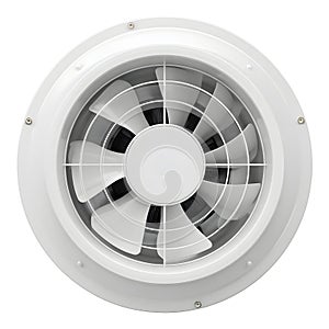 Ventilation Fan Mounted on a White Industrial Ceiling, Highlighting Airflow, Modern Design, and Functional Infrastructure