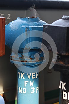 Ventilation for fuel tank, fresh water tank on the ship