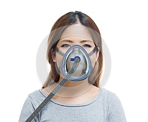 Ventilation mask with female patient
