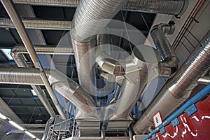 Ventilation pipes and ducts of industrial air condition photo