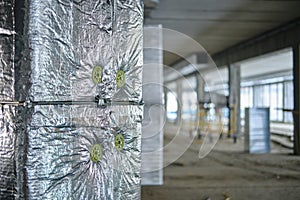 Ventilation system elements. The concept of industrial equipment and technologies.