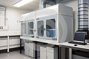 ventilation system in laboratory, with controlled air flow and hepa filter