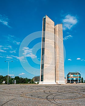 Ventilation tower for the tunnel running under Strahov stadium Prague, Czech Republic