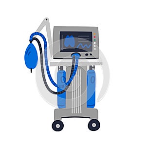 Ventilator Medical Machine. Ventilator machine used to assist breathing.. Medical care and fight against covid-19. Flat