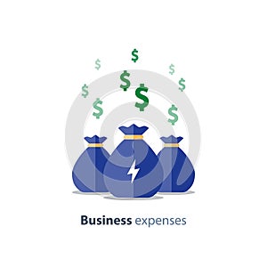 Venture capital, fundraising concept, business loan, company expenses, mutual fund, vector icon
