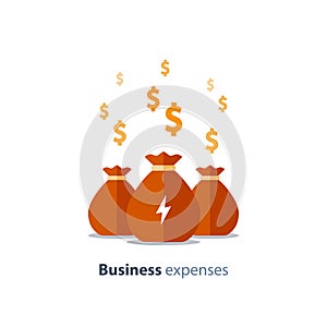 Venture capital, fundraising concept, business loan, company expenses, mutual fund, vector icon