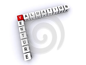 Venture Valuation word block on white