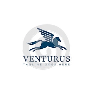 Venturus logo, with blue vegasus vector