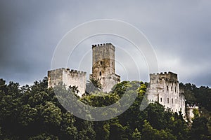 Venus Castle in Erice town on mountain Castello di Venere. Sicily, Italy