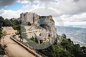 Venus Castle in Erice town on mountain Castello di Venere. Sicily, Italy