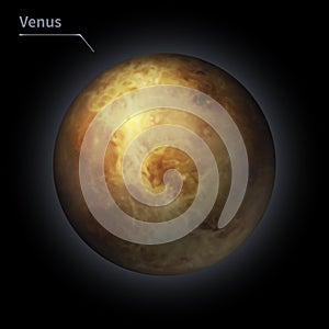 Venus realistic planet is isolated on the cosmic sky in the darkness of the galaxy