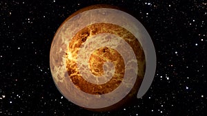 Venus Rotating on a Moving Star Backgrund. Loopable