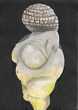 Venus of Willendorf on black background Illustration photo