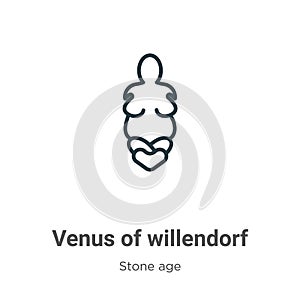 Venus of willendorf outline vector icon. Thin line black venus of willendorf icon, flat vector simple element illustration from photo
