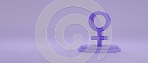 Venus or women sign on a podium on panoramic purple background