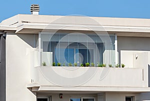 Veranda balcony with transparent glass without frames for a concealed result