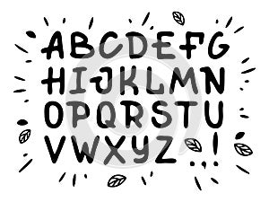 Veranda cursive font. Vector alphabet with latin letters in black and white theme