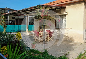 Verandah of a small bungalow in Limassol, Cyprus