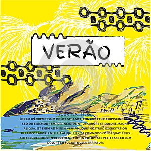 Verao, summer portuguese text.
