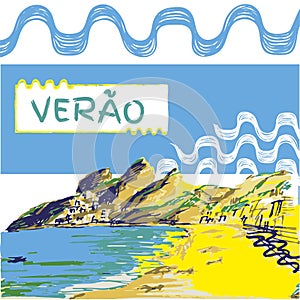 Verao, summer portuguese text.