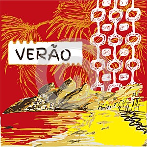 Verao, summer portuguese text.