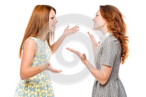 Verbal communication of emotional woman photo