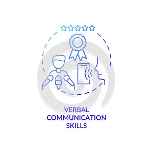 Verbal communication skills blue gradient concept icon