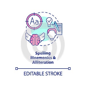 Verbal memory technique concept icon