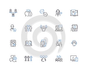Verbalization line icons collection. Articulation, Verbalization, Communication, Expression, Speech, Language, Dialogue photo