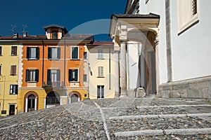 Verbania Pallanza, lago lake maggiore, Italy. Old town center and church portico