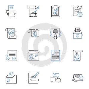 Verbiage line icons collection. Language, Phrasing, Diction, Expression, Prose, T, Vocabulary vector and linear photo
