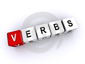 verbs word block on white photo