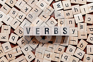Verbs word concept on cubes